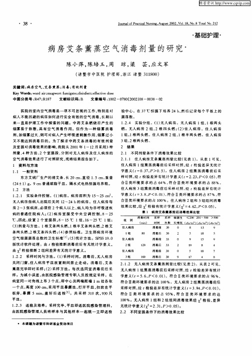 病房艾条薰蒸空气消毒剂量的研究