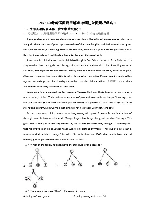 2023中考英语阅读理解点+例题-全面解析经典1