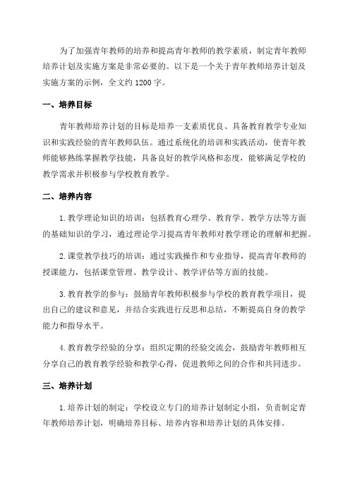 青年教师培养计划及实施方案