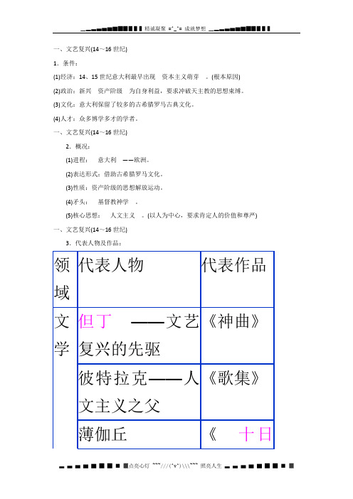 高考一轮复习 必修3第2单元第5讲 文艺复兴和宗教改革 学案