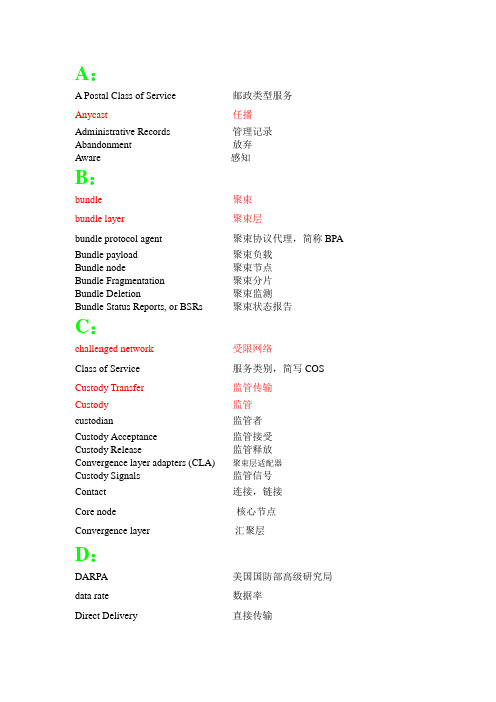 专业名词对照