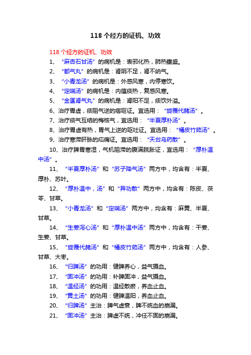 118个经方的证机、功效