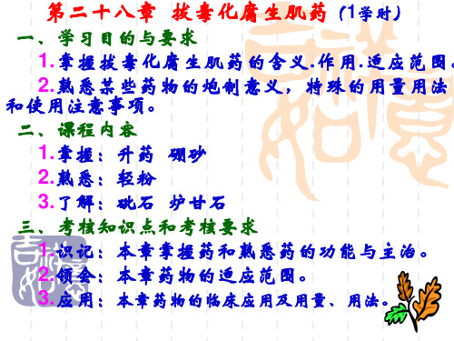 中药第28章--拔毒化腐生肌药