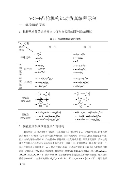 VC  凸轮机构运动仿真编程示例