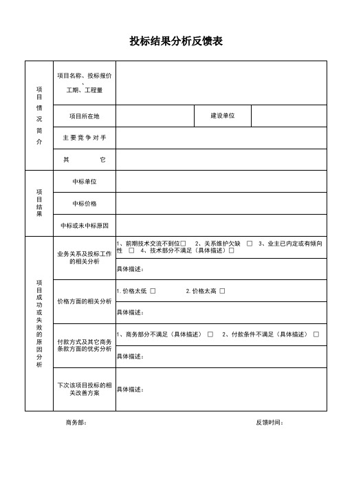 投标结果分析表