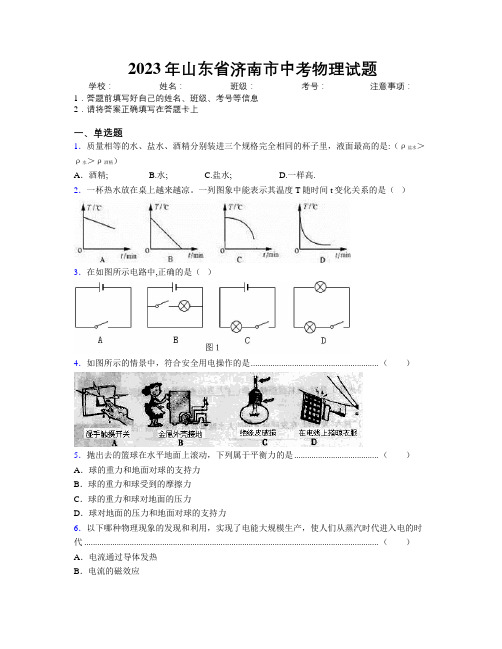 2023年山东省济南市中考物理试题及解析