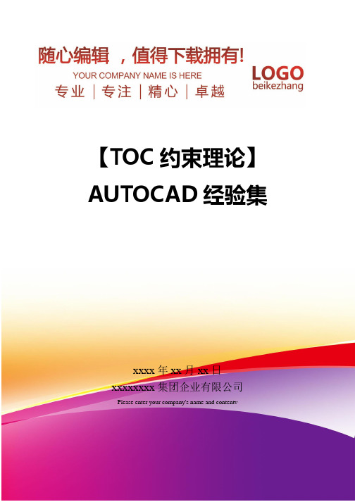 精编【TOC约束理论】AUTOCAD经验集