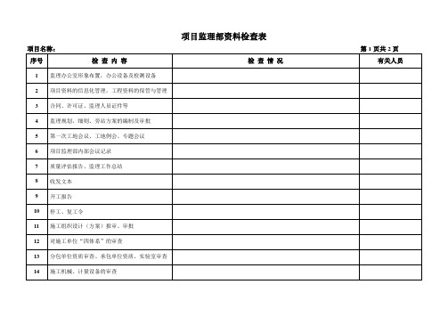 监理资料检查表