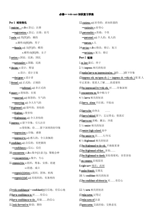 高三英语一轮复习人教版至Unit2词汇清单