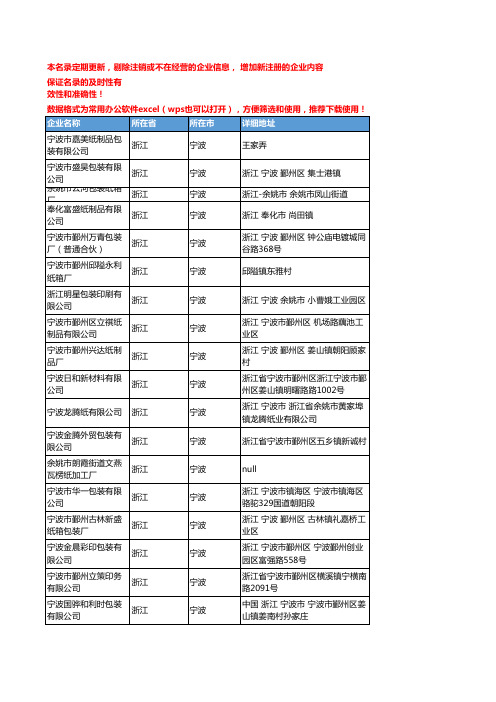 2020新版浙江宁波瓦楞纸企业公司名录名单黄页联系方式大全79家