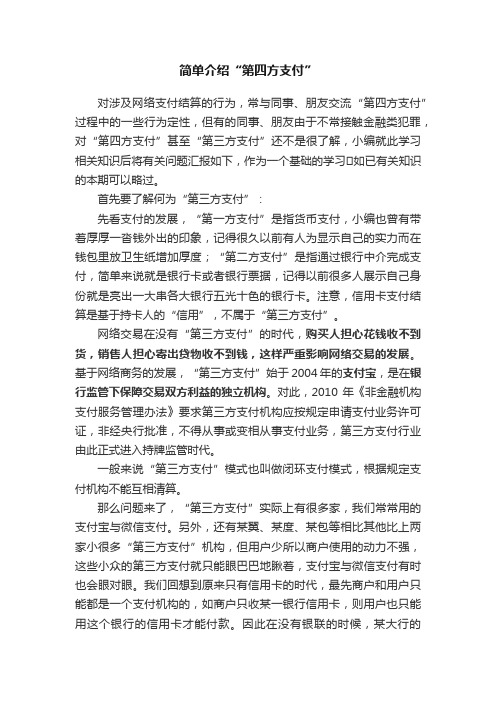 简单介绍“第四方支付”