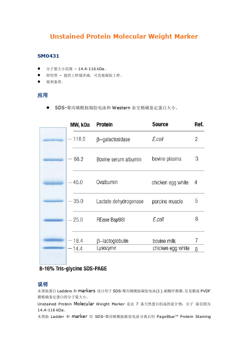 #SM0431  Unstained Protein Molecular Weight Marker-1