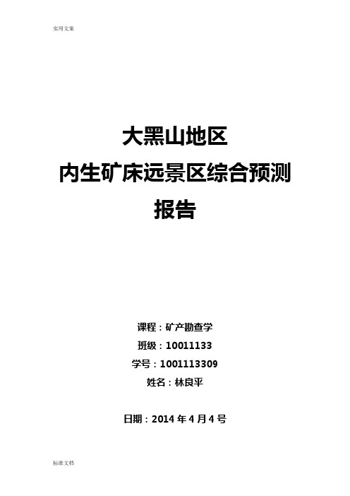 大黑山地区内--外生矿床远景区综合预测报告材料