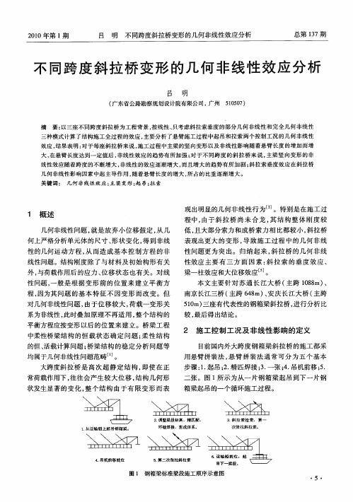 不同跨度斜拉桥变形的几何非线性效应分析