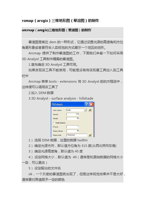 rcmap（arcgis）三维地形图（晕渲图）的制作