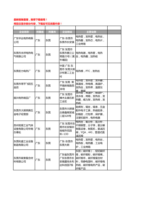 新版广东省东莞电热丝工商企业公司商家名录名单联系方式大全109家