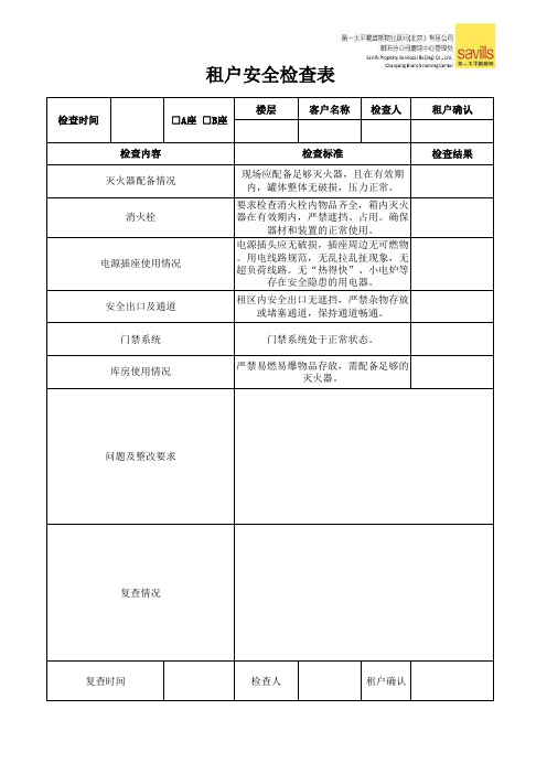 租户消防安全检查表