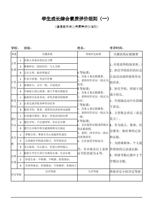 学生综合素质评价细则