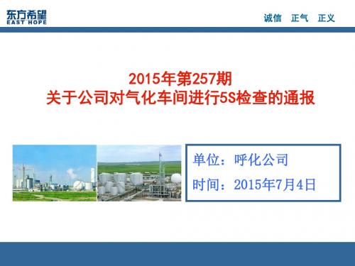 2015年第257期关于公司对气化车间进行5S检查的通报 (电气、仪表、工程)