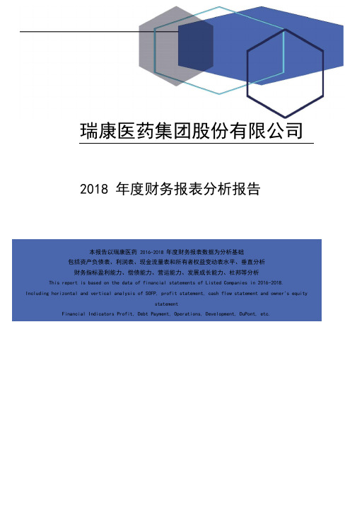 瑞康医药集团股份有限公司2018年度财务报表分析报告