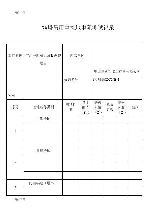 最新8.塔吊用电防雷接地电阻测试记录