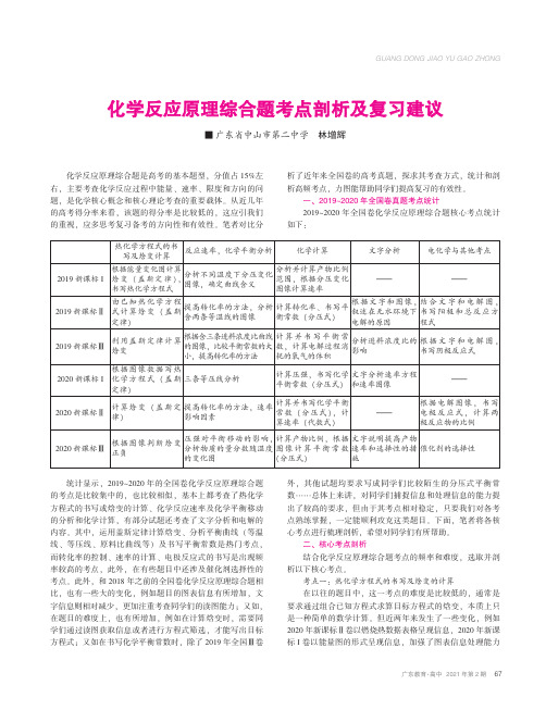 化学反应原理综合题考点剖析及复习建议