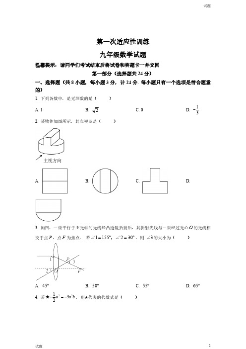 2024陕西省西安市碑林区西工大附中初三一模数学试题及答案