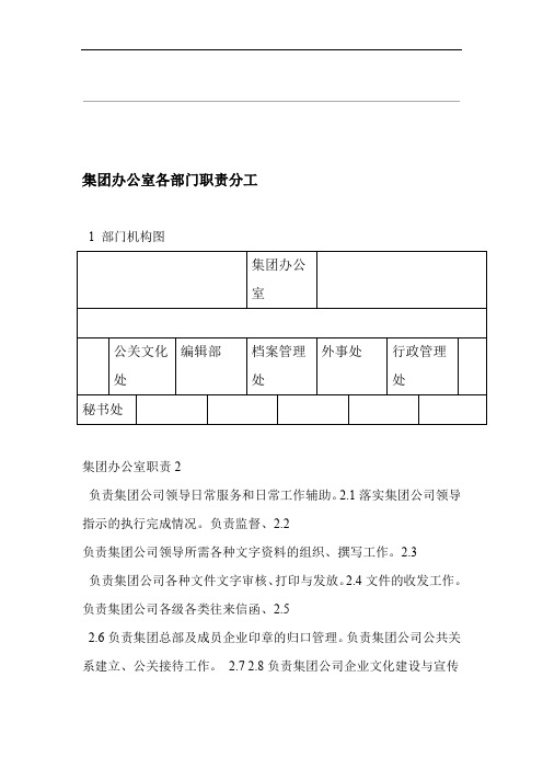 集团办公室各部门职责分工