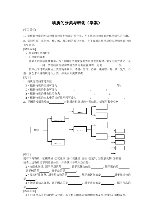 物质的分类与转化(学案)