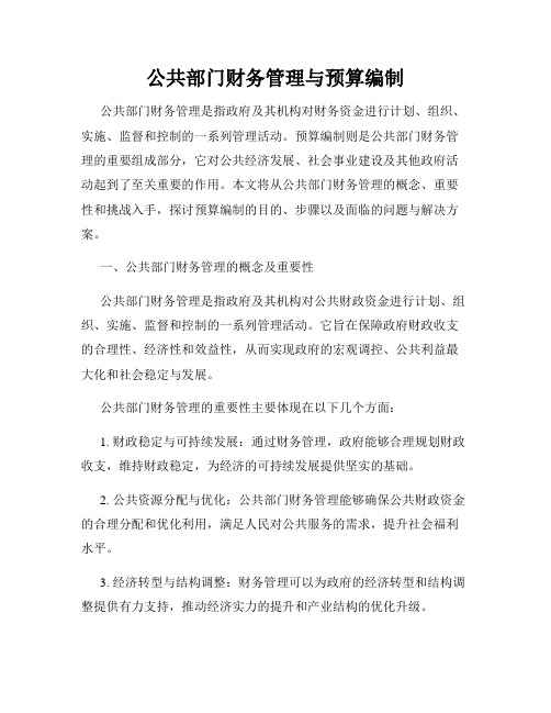 公共部门财务管理与预算编制