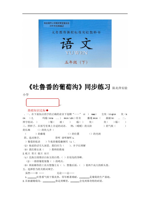 同步练习吐鲁番的葡萄沟西师大