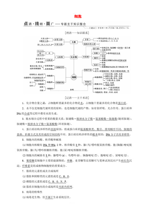 江苏专版2019版高考生物二轮复习专题一细胞讲义(含答案)