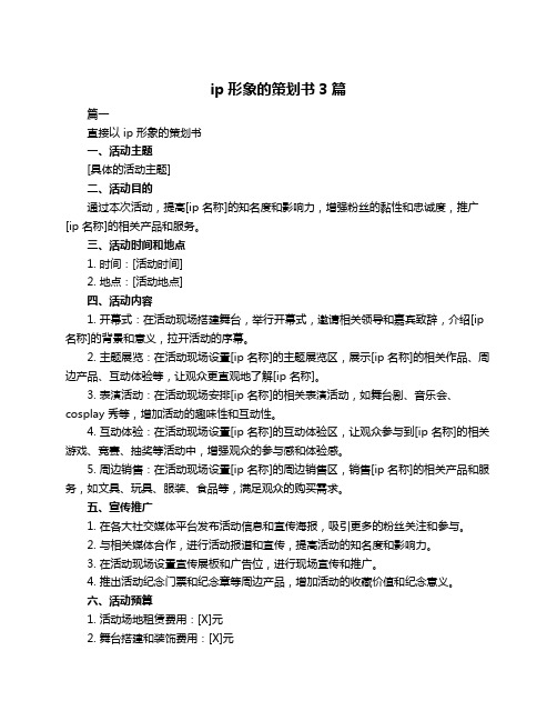 ip形象的策划书3篇