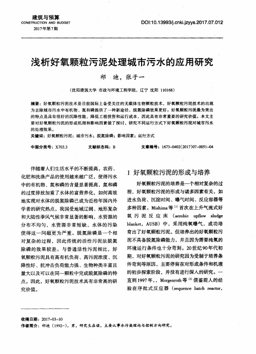 浅析好氧颗粒污泥处理城市污水的应用研究