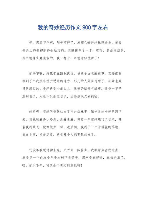 我的奇妙经历作文800字左右