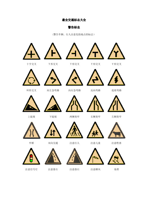 最全交通标志大全