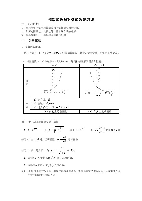 指数函数和对数函数复习课教案