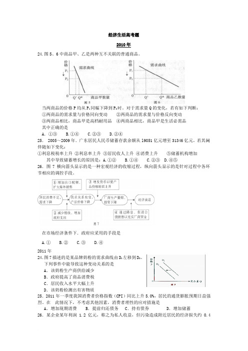 经济生活高考题集