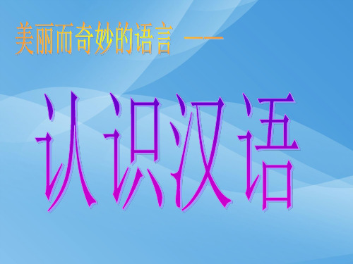 人教版《语言文字应用》第1课走进汉语的世界《 第一节 美丽而奇妙的语言》(25张PPT)课件优秀课件