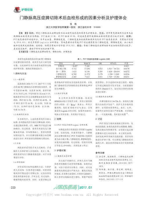 门静脉高压症脾切除术后血栓形成的因素分析及护理体会