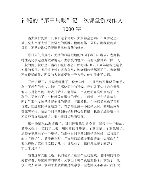 神秘的“第三只眼”记一次课堂游戏作文1000字