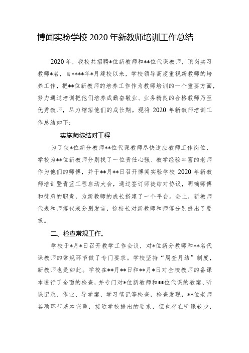 博闻实验学校2020年新教师培训工作总结