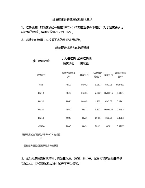 维氏硬度计的硬度试验技术要求讲解