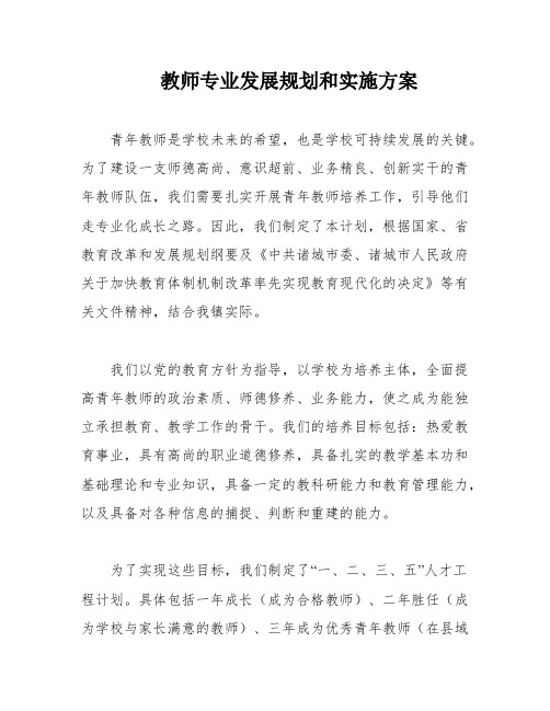 教师专业发展规划和实施方案