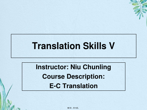 英译汉教学课件  褒贬译法 句子短语(共15张PPT)