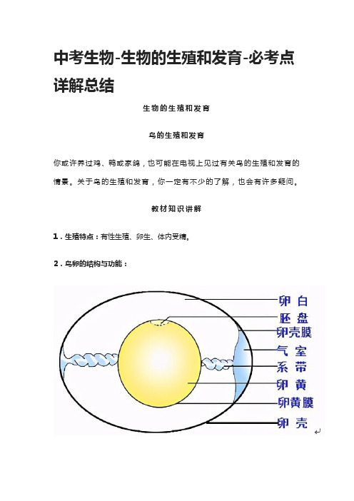 [全]中考生物-生物的生殖和发育-必考点详解总结[优质]