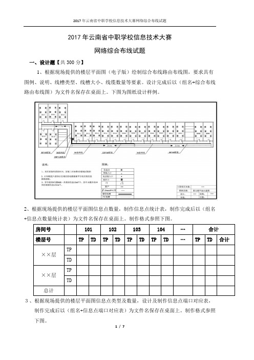 2017年云南省中职学校信息技术大赛网络布线项目试题