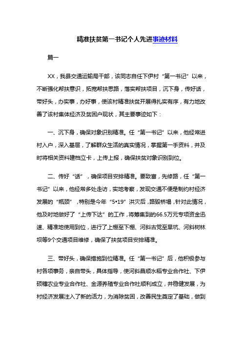 精准扶贫第一书记个人先进事迹材料