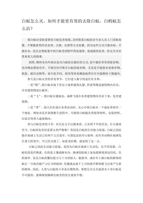 白蚁怎么灭,如何才能更有效去除白蚁,白蚂蚁怎么治