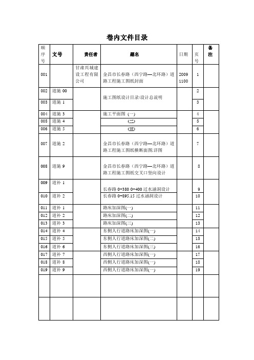 工程竣工验收文件目录.